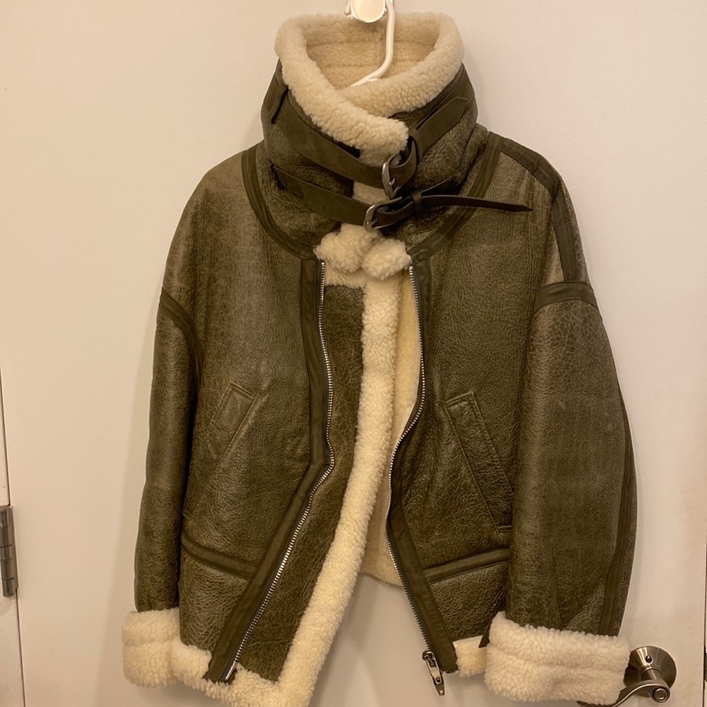 Women's Shearling Leather Teddy Jacket Coat